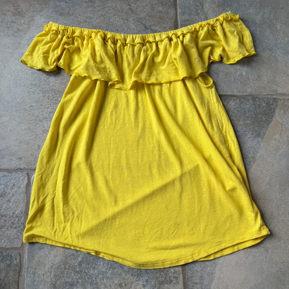 Lauren Ralph Lauren Off Shoulder Yellow Ruffle Blouse S/P Resort Equestrian Core